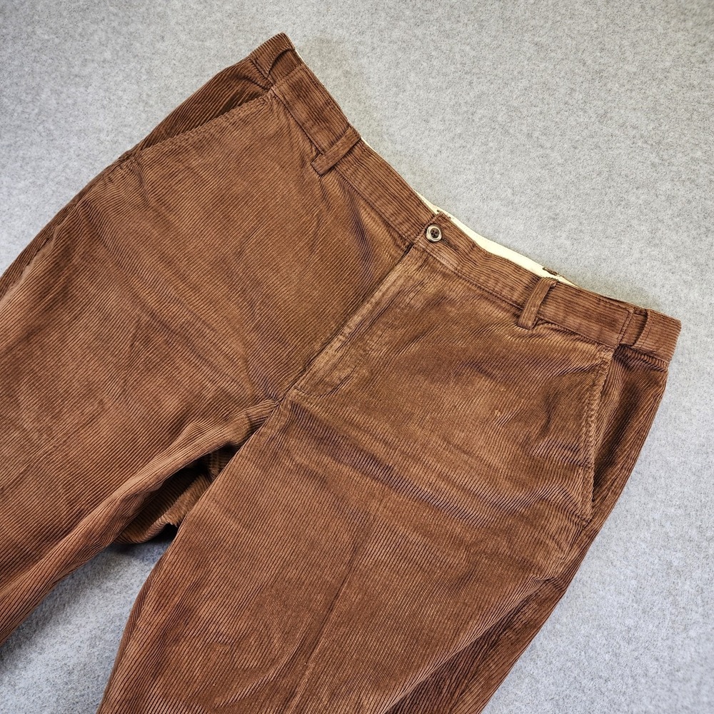 LL BEAN Men's Stretch Country Corduroy Pants Classic Fit Plain Front 40x29 Brown